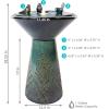 Sunnydaze Gathering Birds 28-Inch Ceramic Bird Bath Fountain – Electric Bird Bath Fountain with LED Lights for Patio, Deck, Garden – Green