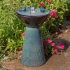 Sunnydaze Gathering Birds 28-Inch Ceramic Bird Bath Fountain – Electric Bird Bath Fountain with LED Lights for Patio, Deck, Garden – Green