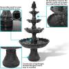 Sunnydaze Grand Courtyard 80-Inch 4-Tiered Outdoor Water Fountain – Electric Submersible Pump – Dark Chestnut(Black)