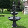 Sunnydaze Grand Courtyard 80-Inch 4-Tiered Outdoor Water Fountain – Electric Submersible Pump – Dark Chestnut(Black)