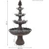 Sunnydaze Grand Courtyard 80-Inch 4-Tiered Outdoor Water Fountain – Electric Submersible Pump – Dark Chestnut(Dark Chestnut)