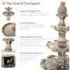 Sunnydaze Grand Courtyard 80-Inch 4-Tiered Outdoor Water Fountain – Electric Submersible Pump – Dark Chestnut(Earth)