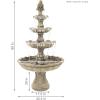 Sunnydaze Grand Courtyard 80-Inch 4-Tiered Outdoor Water Fountain – Electric Submersible Pump – Dark Chestnut(Earth)
