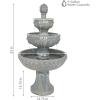 Sunnydaze Lion Head 53-Inch 3-Tier Outdoor Water Fountain with Electric Submersible Pump for Patio, Yard, or Deck