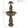 Sunnydaze Lovers Umbrella 43-Inch Solar-Powered Fountain with Rechargeable Solar Battery Backup and LED Lights for Garden, Patio, Yard or Balcony