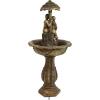 Sunnydaze Lovers Umbrella 43-Inch Solar-Powered Fountain with Rechargeable Solar Battery Backup and LED Lights for Garden, Patio, Yard or Balcony
