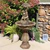 Sunnydaze Lovers Umbrella 43-Inch Solar-Powered Fountain with Rechargeable Solar Battery Backup and LED Lights for Garden, Patio, Yard or Balcony