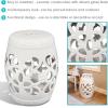 Sunnydaze Marrakesh Ceramic Garden Stool Side Table with Lattice Design – Indoor or Outdoor – 17.75-Inch H – White Glazed Finish(White)