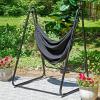 Sunnydaze Patio Hammock Chair with Stand – Hanging Hammock Swing Chair with Stand for Outside – Heavy-Duty Steel – A-Frame – Black