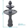 Sunnydaze Pineapple 46-Inch 2-Tier Outdoor Solar Fountain – Decorative Water Fountain with Pump for Garden, Patio, Yard or Balcony – Rust Finish(Black)