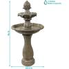 Sunnydaze Pineapple 46-Inch 2-Tier Outdoor Solar Fountain – Decorative Water Fountain with Pump for Garden, Patio, Yard or Balcony – Rust Finish(Earth)