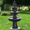 Sunnydaze Pineapple 52-Inch 4-Tier Outdoor Water Fountain – Tall Outdoor Fountain for Garden, Patio or Yard – Earth(Black)