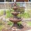 Sunnydaze Pineapple 52-Inch 4-Tier Outdoor Water Fountain – Tall Outdoor Fountain for Garden, Patio or Yard – Earth(Tan)