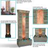 Sunnydaze Rippled Slate 48-Inch Outdoor Water Fountain – Outdoor Water Feature with LED Light for Copper Accents for Patio, Deck, Garden