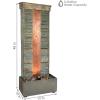 Sunnydaze Rippled Slate 48-Inch Outdoor Water Fountain – Outdoor Water Feature with LED Light for Copper Accents for Patio, Deck, Garden