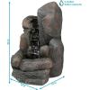 Sunnydaze Rock Falls 22-Inch Solar Fountain with Battery Backup and LED Lights – Submersible Pump – Polyresin and Fiberglass