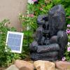 Sunnydaze Rock Falls 22-Inch Solar Fountain with Battery Backup and LED Lights – Submersible Pump – Polyresin and Fiberglass