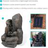 Sunnydaze Rock Falls 22-Inch Solar Fountain with Battery Backup and LED Lights – Submersible Pump – Polyresin and Fiberglass