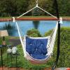Sunnydaze Tufted Victorian Large Hanging Hammock Chair – Sturdy 300 Pound Capacity – Gray(Navy Blue)