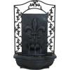 Sunnydaze 33″ Outdoor Wall Water Fountain with Pump and Panel – Florentine Finish – French Lily – Solar-Powered(Lead)