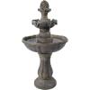 Sunnydaze 33″ Pineapple 2-Tier Solar Powered Fountain with Rechargeable Solar Battery Backup for Garden, Patio, Yard or Balcony