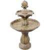 Sunnydaze 35″ Solar 2-Tier Outdoor Water Fountain – Outdoor Water Fountain with Battery Backup and Pump – Earth(Earth)