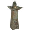 Sunnydaze 40-Inch Slate Outdoor Water Fountain – Layered Pyramid Outdoor Water Feature with LED Lights for Patio, Deck, Garden