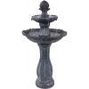 Sunnydaze 45-Inch 2-Tier Arcade Outdoor Solar Water Fountain – Outdoor Water Feature with LED Light for Garden, Patio, Yard or Balcony – White(Black)