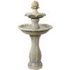 Sunnydaze 45-Inch 2-Tier Arcade Outdoor Solar Water Fountain – Outdoor Water Feature with LED Light for Garden, Patio, Yard or Balcony – White(Earth)