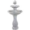 Sunnydaze 45-Inch 2-Tier Arcade Outdoor Solar Water Fountain – Outdoor Water Feature with LED Light for Garden, Patio, Yard or Balcony – White(White)