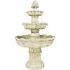 Sunnydaze 51-Inch Electric Water Fountain – Outdoor Water Feature – 3-Tier Outdoor Fountain with Pineapple Top – White