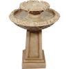 Sunnydaze Beveled Flower 28-Inch 2-Tier Outdoor Water Fountain – Backyard Water Feature & Bird Bath for Patio, Yard or Deck