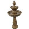 Sunnydaze Blooming Flower 38-Inch 2-Tier Outdoor Water Fountain with Electric Submersible Pump for Garden, Patio or Yard