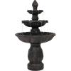 Sunnydaze Classic Tulip 46″ Tiered Outdoor Water Fountain – 3-Tiered Outdoor Fountain for Garden, Patio, or Backyard – Dark Brown(Dark Brown)
