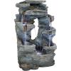 Sunnydaze Dual Cascading Rock Falls 39-Inch Outdoor Water Fountain with LED Lights – Electric Submersible Pump