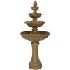 Sunnydaze Eggshell 65-Inch 4-Tier Outdoor Water Fountain with LED Light for Patio, Yard or Deck