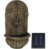 Sunnydaze Florence 27-Inch Polystone Solar Wall Water Fountain with Battery Backup – Florentine Stone Finish(Florentine Stone)