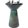 Sunnydaze Gathering Birds 28-Inch Ceramic Bird Bath Fountain – Electric Bird Bath Fountain with LED Lights for Patio, Deck, Garden – Green