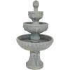 Sunnydaze Lion Head 53-Inch 3-Tier Outdoor Water Fountain with Electric Submersible Pump for Patio, Yard, or Deck