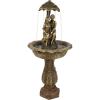 Sunnydaze Lovers Umbrella 43-Inch Solar-Powered Fountain with Rechargeable Solar Battery Backup and LED Lights for Garden, Patio, Yard or Balcony