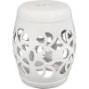 Sunnydaze Marrakesh Ceramic Garden Stool Side Table with Lattice Design – Indoor or Outdoor – 17.75-Inch H – White Glazed Finish(White)