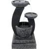 Sunnydaze Modern Cascading Bowls 28-Inch Solar Water Fountain with Battery Backup and LED Lights – Submersible Pump