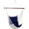 Sunnydaze Tufted Victorian Large Hanging Hammock Chair – Sturdy 300 Pound Capacity – Gray(Navy Blue)