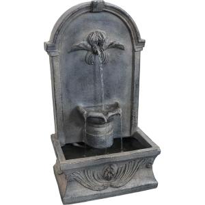 Sunnydaze 28-Inch Outdoor French-Inspired Flat Back Water Fountain – Glass Fiber Reinforced Concrete Construction