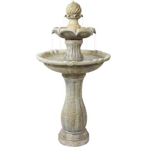 Sunnydaze 45-Inch 2-Tier Arcade Outdoor Solar Water Fountain – Outdoor Water Feature with LED Light for Garden, Patio, Yard or Balcony – White(Earth)