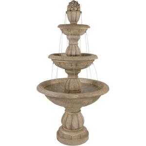 Sunnydaze Cornucopia 61-Inch 3-Tier Electric Water Fountain – Large Outdoor Water Feature for Garden, Patio or Yard