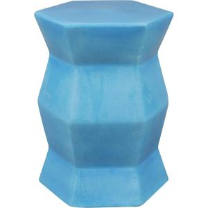 Sunnydaze Marrakesh Ceramic Garden Stool Side Table with Lattice Design – Indoor or Outdoor – 17.75-Inch H – White Glazed Finish(Moonstone)