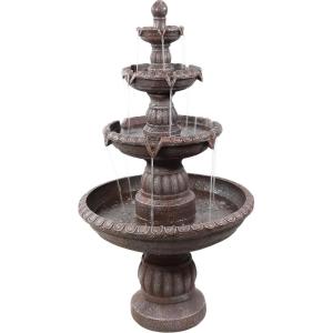 Sunnydaze Mediterranean 49-Inch 4-Tier Outdoor Water Fountain with Electric Submersible Pump for Garden, Patio, or Yard