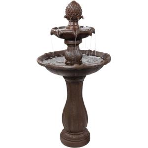 Sunnydaze Pineapple 46-Inch 2-Tier Outdoor Solar Fountain – Decorative Water Fountain with Pump for Garden, Patio, Yard or Balcony – Rust Finish(Rust)