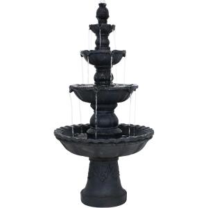 Sunnydaze Pineapple 52-Inch 4-Tier Outdoor Water Fountain – Tall Outdoor Fountain for Garden, Patio or Yard – Earth(Black)